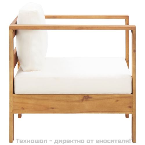 Градински стол с кремава възглавница, акация масив