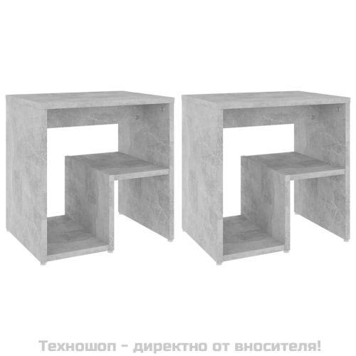 Нощни шкафчета, 2 бр, бетонно сив, 40x30x40 см, инженерно дърво