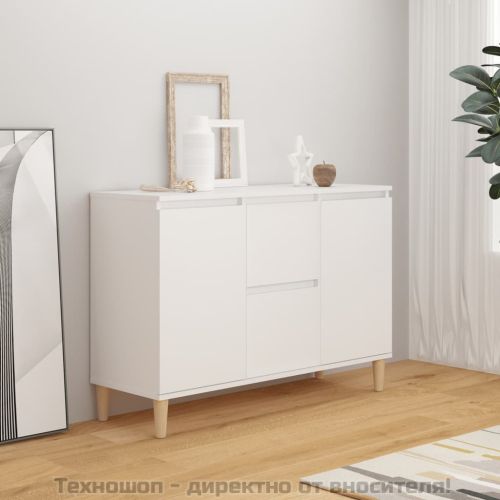 Бюфет, бял, 101x35x70 см, инженерно дърво
