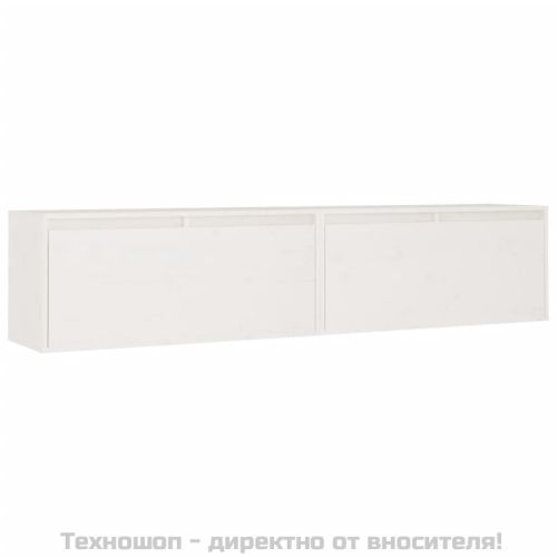 Стенни шкафове, 2 бр, бели, 80x30x35 см, бор масив