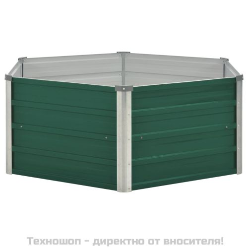 Повдигната леха, 129x129x45 см, поцинкована стомана, зелена