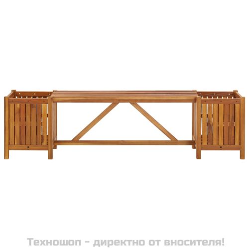 Градинска пейка с 2 плантера, 150x30x40 см, акация масив