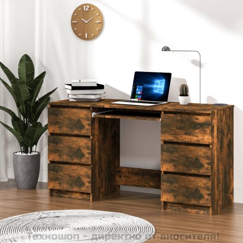 Бюро, опушен дъб, 140x50x77 см, инженерно дърво