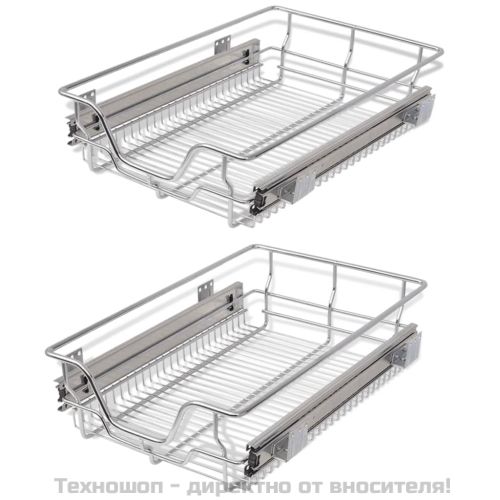 Плъзгащи се телени кошници, 2 бр, сребристи, 400 мм