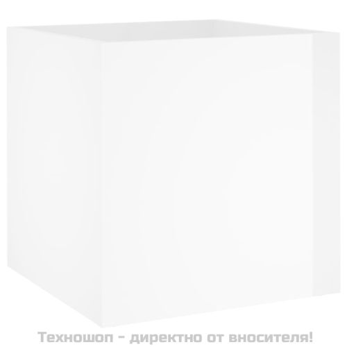 Плантерна кутия, бял гланц, 40x40x40 см, инженерно дърво