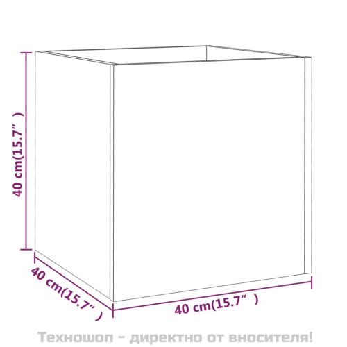 Плантерна кутия, бял гланц, 40x40x40 см, инженерно дърво