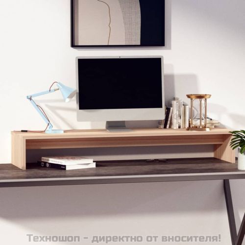 Поставка за монитор, 100x27x15 см, бор масив