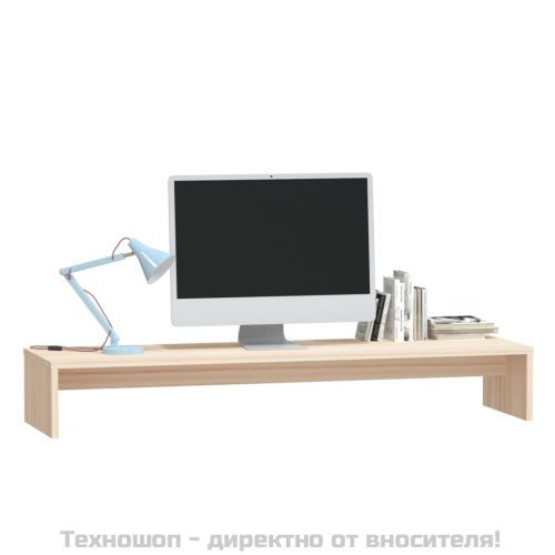 Поставка за монитор, 100x27x15 см, бор масив