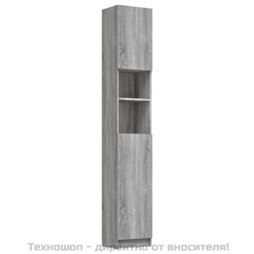 Шкаф за баня, сив сонома, 32x25,5x190 см, инженерно дърво