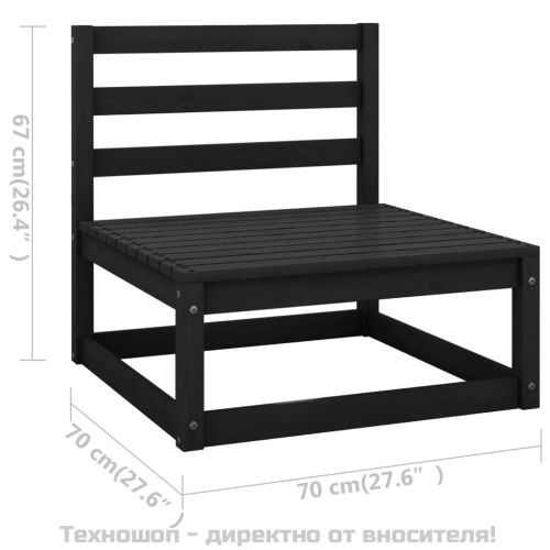 Градински комплект от 2 части, с възглавници, черен, бор масив