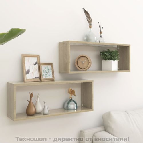 Стенни кубични рафтове, 2 бр, дъб сонома, 60x15x23 см