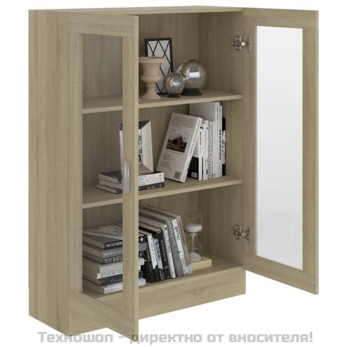 Шкаф витрина, дъб сонома, 82,5x30,5x115 см, ПДЧ