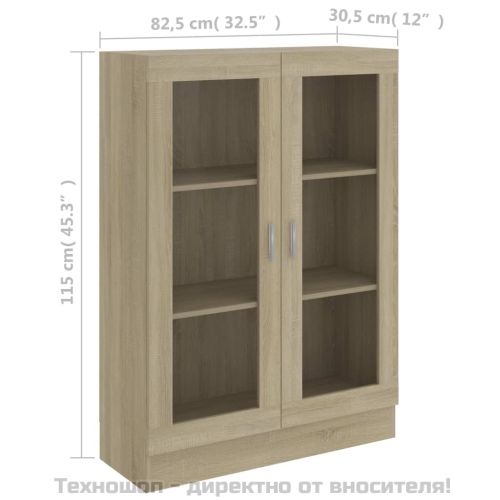 Шкаф витрина, дъб сонома, 82,5x30,5x115 см, ПДЧ