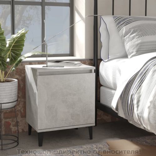 Нощни шкафчета с метални крака, бетонно сиво, 40x30х50 см