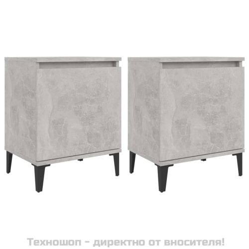 Нощни шкафчета с метални крака, бетонно сиво, 40x30х50 см