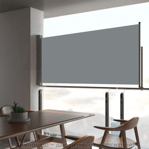 Прибираща се дворна странична тента, 60x300 см, сива