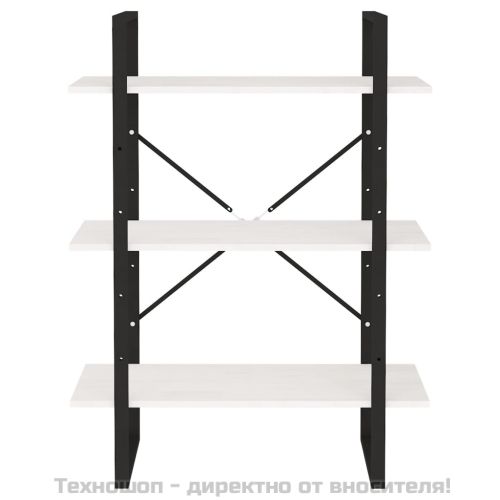 3-етажна библиотека, бяла, 80x30x105 см, борово дърво масив