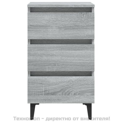 Нощно шкафче с метални крака, сив сонома, 40x35x69 см