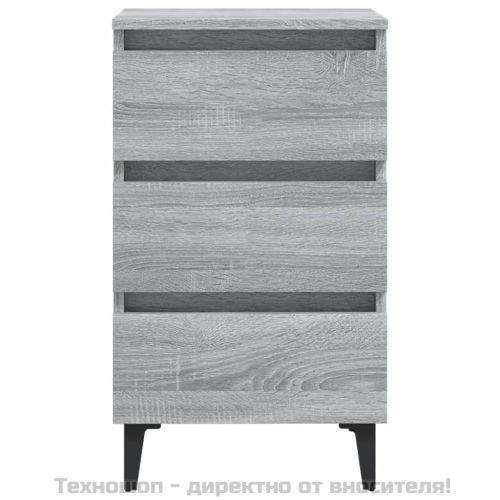 Нощно шкафче с метални крака, сив сонома, 40x35x69 см