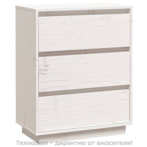 Сайдборд, бял, 60x34x75 см, бор масив