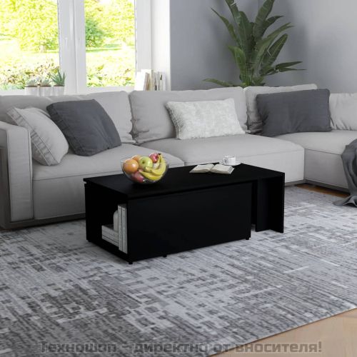 Маса за кафе, черна, 150x50x35 см, инженерно дърво