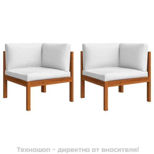 Градински ъглови дивани, 2 бр. с възглавници, дърво, акация и въже