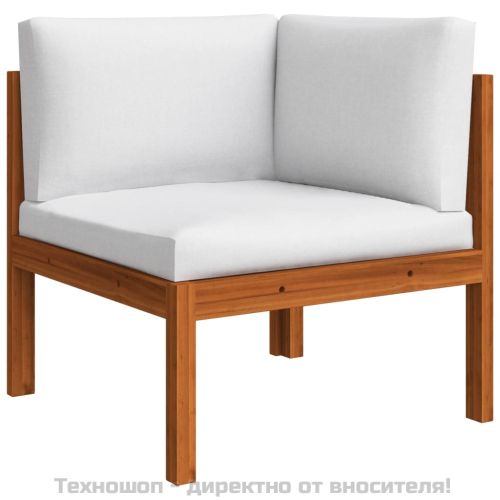 Градински ъглови дивани, 2 бр. с възглавници, дърво, акация и въже