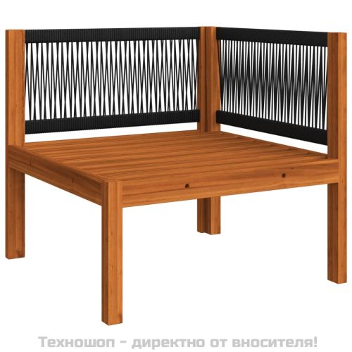 Градински ъглови дивани, 2 бр. с възглавници, дърво, акация и въже