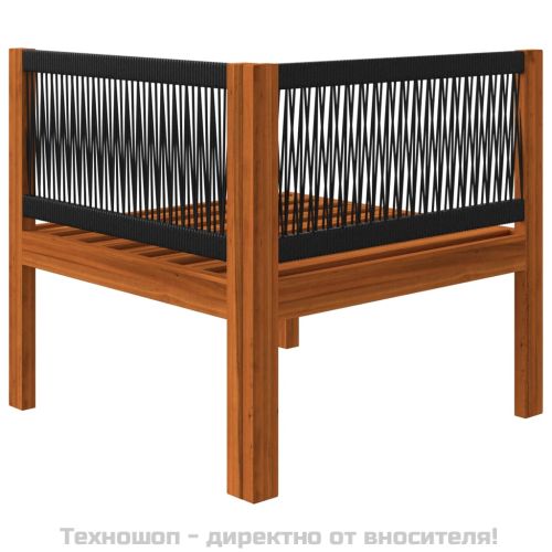 Градински ъглови дивани, 2 бр. с възглавници, дърво, акация и въже