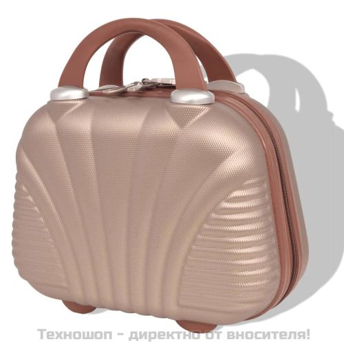 Комплект от 4 броя твърди куфари на колелца, цвят шампанско