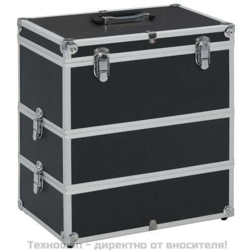 Куфар за гримове, 37x24x40 см, черен, алуминий