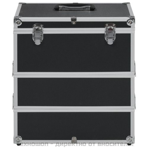 Куфар за гримове, 37x24x40 см, черен, алуминий