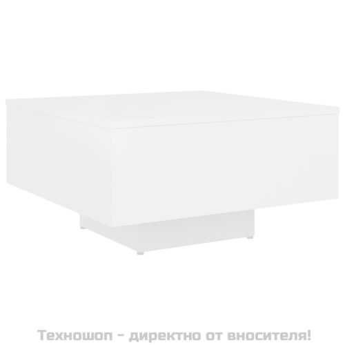 Маса за кафе, бяла, 60x60x31,5 см, инженерно дърво