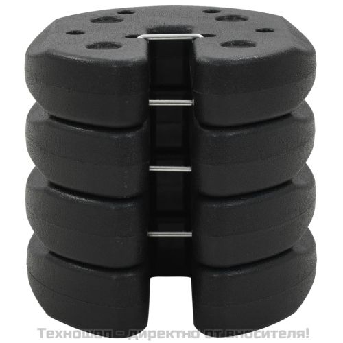 Тежести за укрепване на шатри, 4 бр, черни, 220x50 мм, бетон