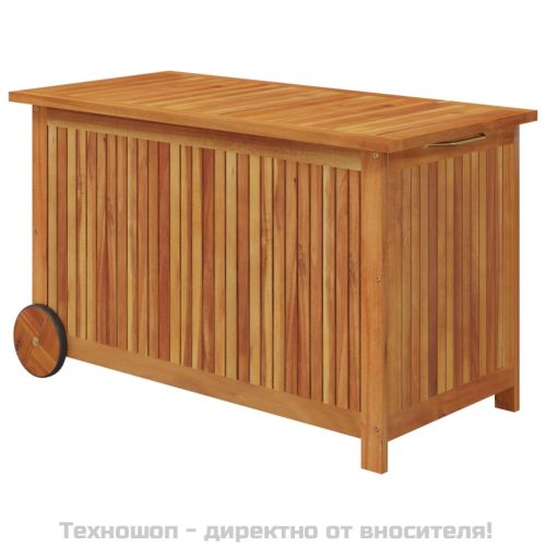 Градинска кутия за съхранение с колела 90x50x58 см акация масив