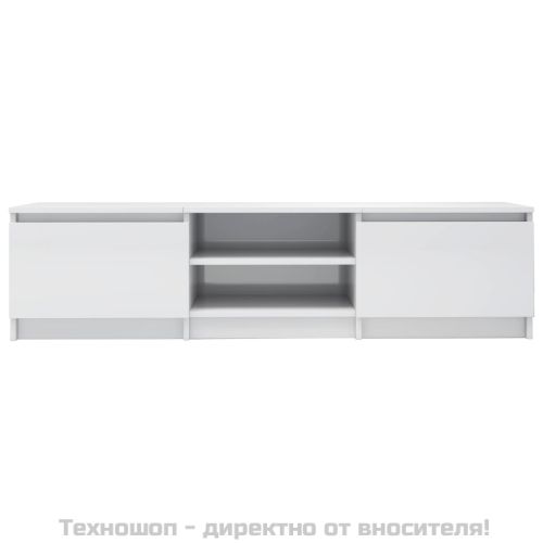 ТВ шкаф, бял гланц, 140x40x35,5 см, инженерно дърво
