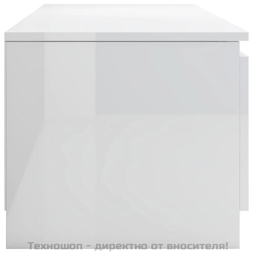 ТВ шкаф, бял гланц, 140x40x35,5 см, инженерно дърво