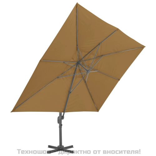 Градински чадър с конзола и алуминиев прът 400x300 см, бежов