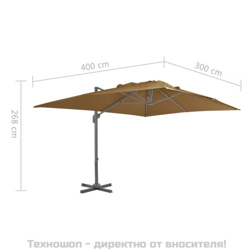 Градински чадър с конзола и алуминиев прът 400x300 см, бежов