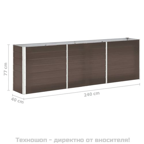 Градинска висока леха поцинкована стомана 240x40x77 см кафява