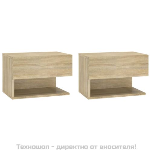 Нощни шкафчета за стенен монтаж, 2 бр, дъб сонома