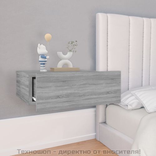 Плаващи нощни шкафчета 2 бр сив сонома 40x30x15 см инж. дърво