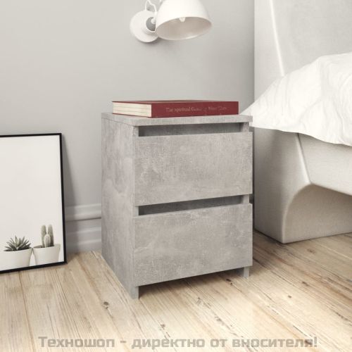 Нощно шкафче, бетонно сиво, 30x30x40 см, инженерно дърво