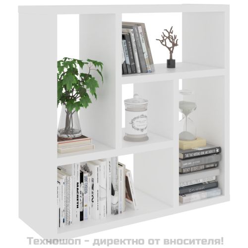 Стенен рафт, бял, 45,1x16x45,1 см, инженерно дърво