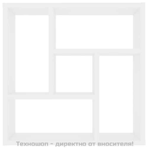Стенен рафт, бял, 45,1x16x45,1 см, инженерно дърво