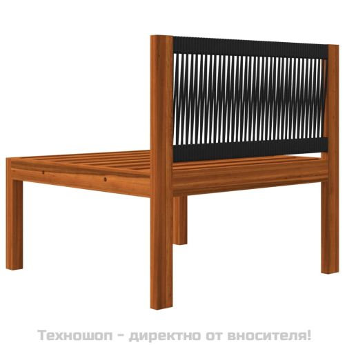 Градински комплект с възглавници, 2 части, дърво, акация и въже