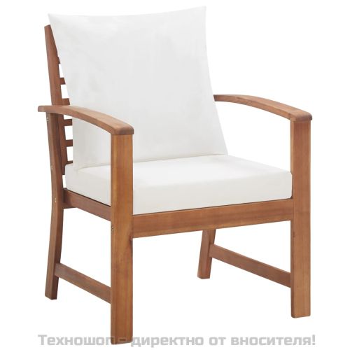 Градински комплект с възглавници, 4 части, акациево дърво масив