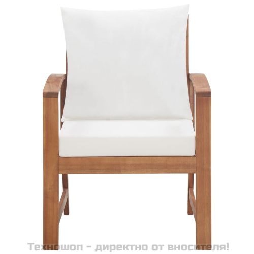 Градински комплект с възглавници, 4 части, акациево дърво масив