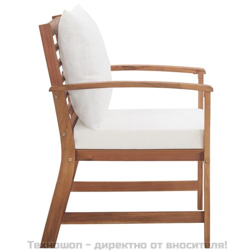 Градински комплект с възглавници, 4 части, акациево дърво масив