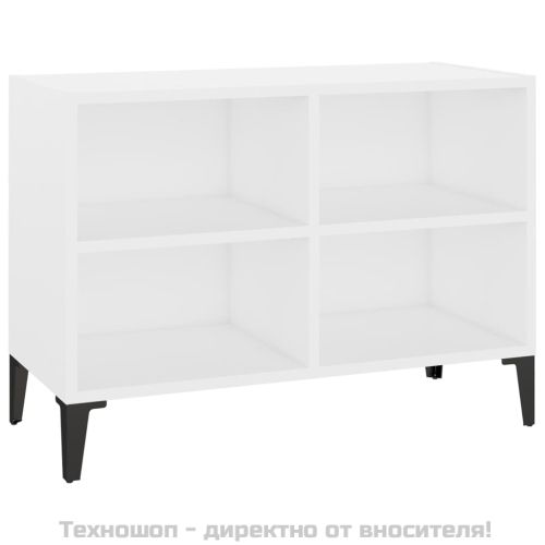 ТВ шкаф с метални крака, бял, 69,5x30x50 см